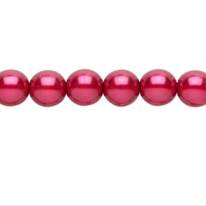 2/$15 Bead Czech Pearl Coated Glass Druk Red 8mm Round 16" Strand 1140GP